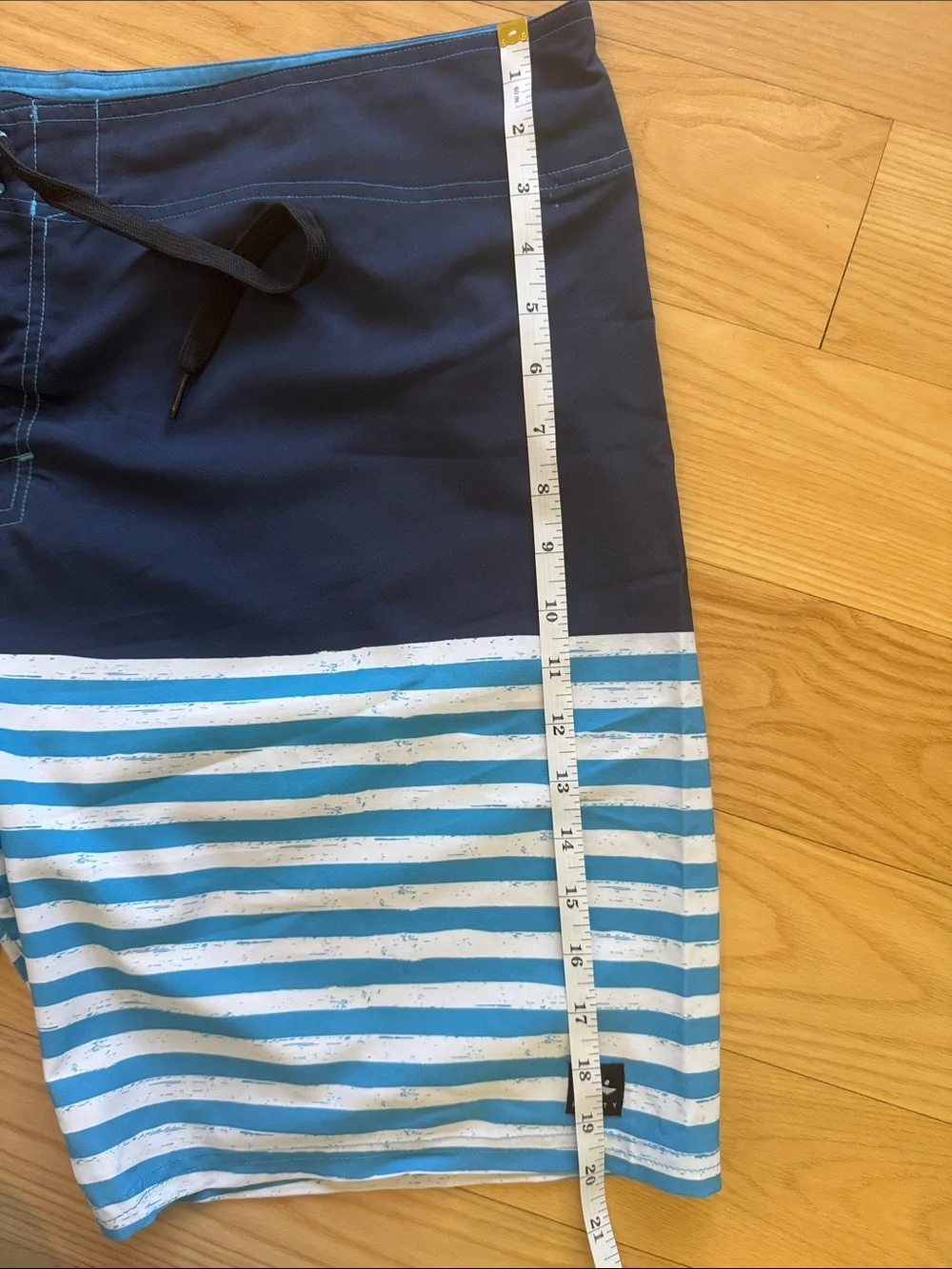 Rusty Navy and Light Blue Striped Men's Board Shorts